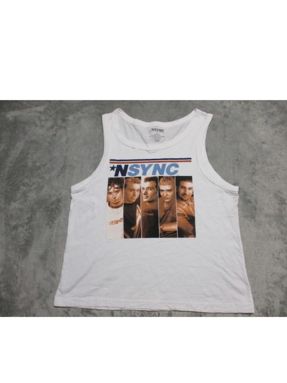 NSYNC Vtg Y2k Shirt Womens XL White Blue World Tour Rock Music Band Tank Top